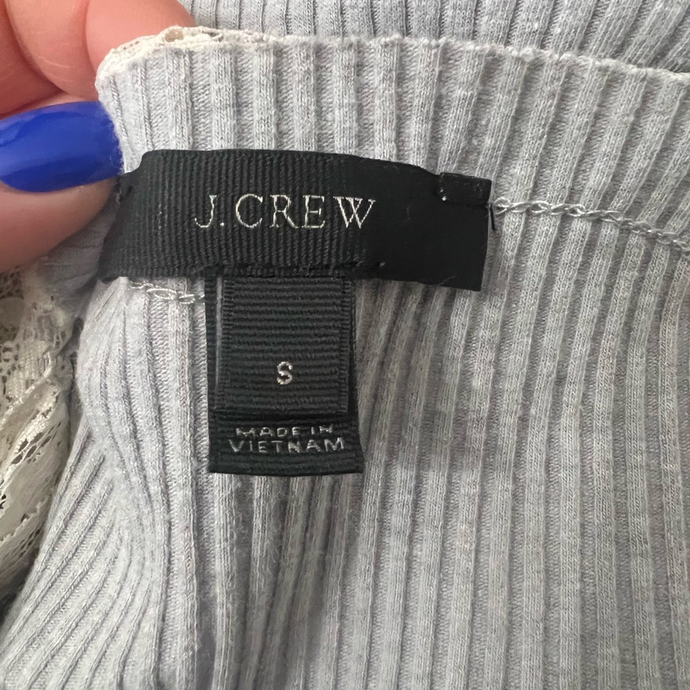 J. Crew Gray Camisole with White Lace Trim - Picture 7 of 8